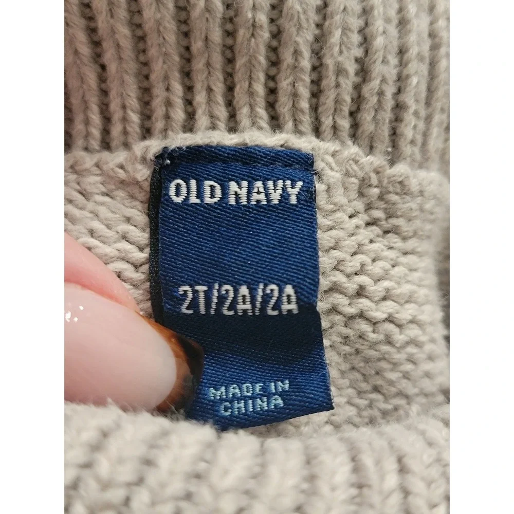 Old Navy Toddler Girls Gray Knit Bow Sweater Dress Shawl Collar Size 2T